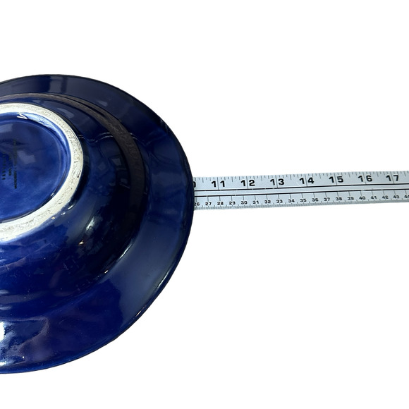 Pottery Barn Sausalito Large Rim Soup Bowl 10" Sapphire Blue Round Lot of 4 - Picture 6 of 6